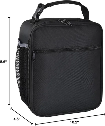 Vista 10 de Lonchera aislada, a prueba de fugas, portátil, para mujeres, hombres, niños y niñas, bolsa enfriadora de gran capacidad con asa y bolsillo para Negro