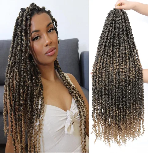 Vista 18 de Cabello Corto PassionTwist de 8 Pulgadas Cabello Pre-retorcido Passion Twists Cabello de Ganchillo Pre-enrollado Cabello Rizado de Ganchillo para 1b