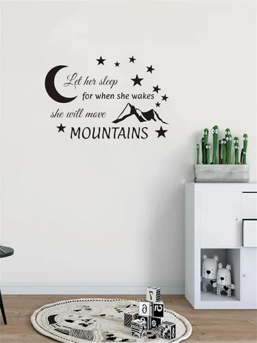 Vista 3 de Calcomanía de pared "Let Him Sleep, Move Mountains" de 24 x 16 pulgadas, cita inspiradora para la habitación de los niños, decoración de guardería