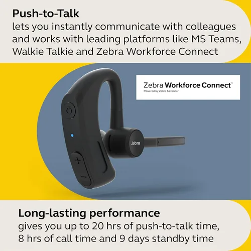 Vista 3 de Jabra Realiza 45 auriculares inalámbricos Bluetooth Push-to-Talk (PTT), micrófono con cancelación de ruido, funcionalidad Push-to-Talk, modo