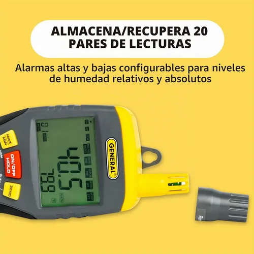 Vista 4 de General Tools Termohigrómetro RHMG650 9 en 1 con medidor de humedad sin