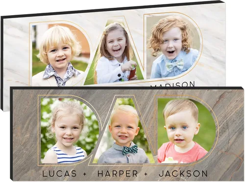 Vista 13 de Regalos para papá de hija, hijo – Dad Photo Sign personalizado con imágenes de niños – 11 x 5 pulgadas y 18 x 7 pulgadas – 10 colores de fondo