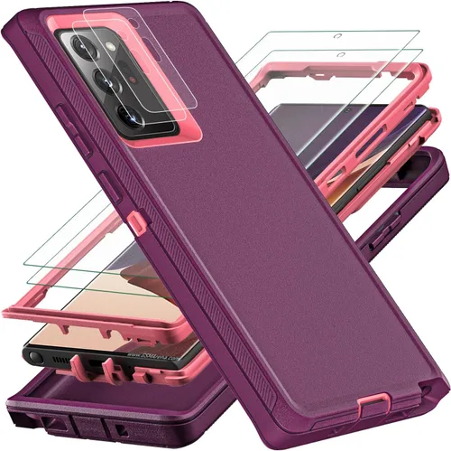 Vista 7 de YKHJKLEC Funda para Samsung Galaxy Note 20 Ultra, con 2 piezas [protector de pantalla de TPU flexible autorreparable y protector de lente de cámara]