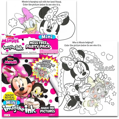 Vista 2 de Disney Minnie y Mickey Mouse Imagine Ink Book Bundle con calcomanías de Mickey Mouse y marcadores sin desorden