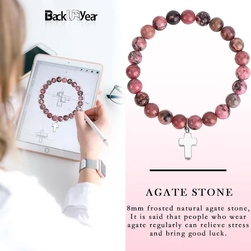 Vista 2 de Pulsera de piedra natural, regalos para mujeres, abuela, mamá, esposa, hija, tía, hermana, nana, gigi, mimi, novia, día de la madre, cumpleaños