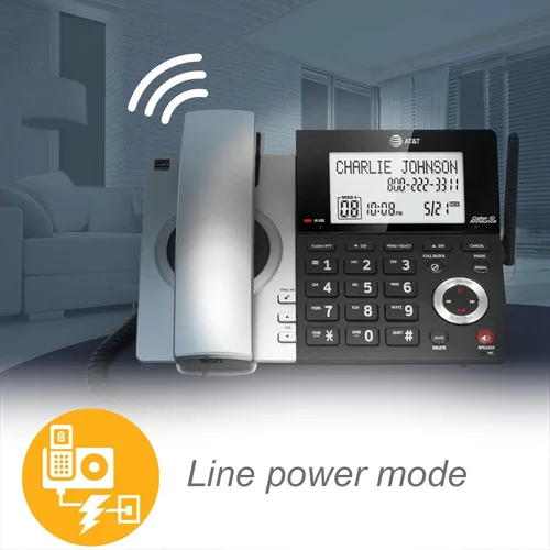 Vista 19 de AT&T CL84207 DECT 6.0 Teléfono con cable de 2 teléfonos para el hogar con largo alcance, contestador, bloqueo de llamadas, locutor de identificación