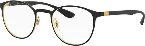 Vista 2 de Ray-Ban Unisex Rx6355 Round Prescription Eyeglass Frames Negro mate en Arista/Demo Lens