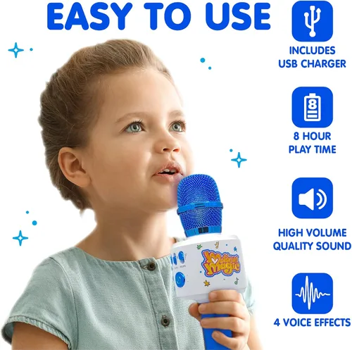 Vista 5 de Move2Play Motown Magic, Micrófono de karaoke Bluetooth Incluye 30 canciones famosas Micrófono de karaoke para niños Regalo de cumpleaños