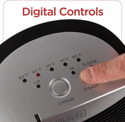 Vista 3 de BLACK+DECKER - Calentador eléctrico con E-Save, calentador personal con 3 ajustes, para oficina, hogar o dormitorio, control de termostato ajustable