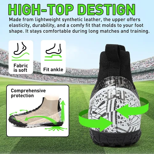 Vista 2 de RDGO Tacos de fútbol para hombre y mujer, zapatos de fútbol para interiores y exteriores