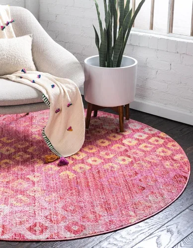 Vista 21 de Unique Loom Rainbow Collection - Alfombra geométrica abstracta moderna acuarela rosa (2 pies 2 pulgadas x 3 pies)