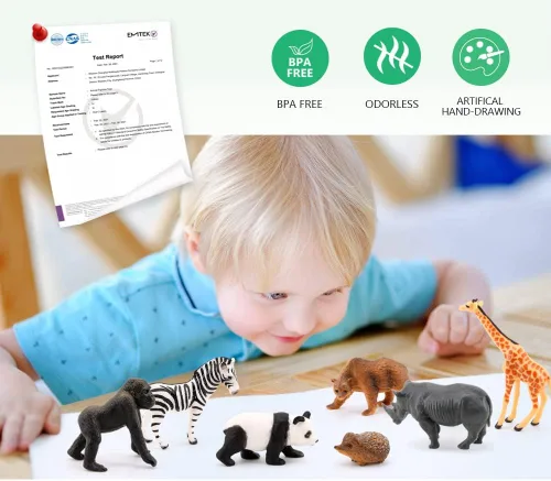 Vista 2 de Volnau Mini figuras de juguetes de animales de safari, 12 figuras salvajes en miniatura para niños pequeños, regalo de Navidad, cumpleaños, paquete