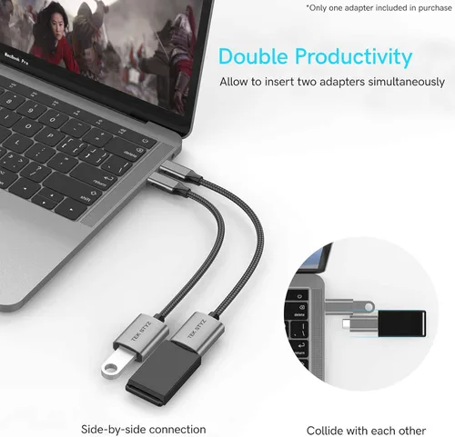 Vista 3 de USB-C USB 3.0 adaptador funciona para Samsung N930F OTG Type-C/PD macho USB 3.0 hembra convertidor (5 Gbps)