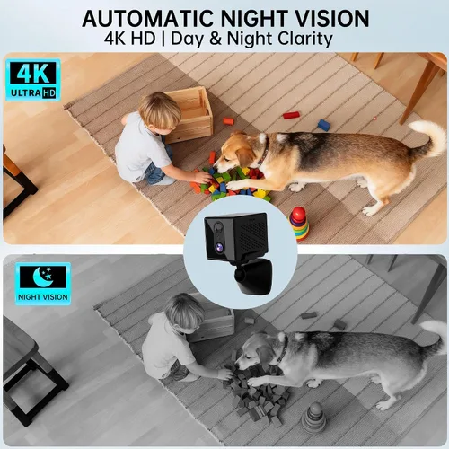 Vista 4 de javiscam Cámara de seguridad 4K con tarjeta SD de 64GB, cámara de seguridad alimentada por batería, 100 días de autonomía, detección humana AI