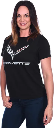 Vista 2 de JH DESIGN GROUP Camiseta Chevy Corvette C7 Emblem Mujer Negro Rojo Heather-Gris