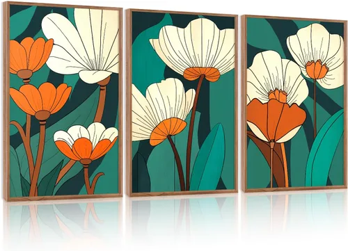 Vista 37 de CHDITB Juego de arte abstracto en lienzo enmarcado moderno para pared, ilustraciones contemporáneas para decoración del hogar, pintura de pared