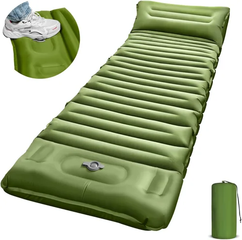 Vista 9 de Colchoneta de dormir para camping, alfombrilla de campamento extra gruesa de 5" con almohada y bomba de pie integrada, colchoneta inflable