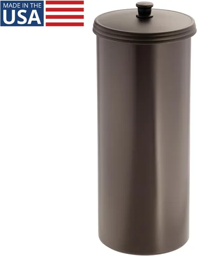 Vista 2 de iDesign Soporte independiente para papel higiénico de baño con tapa para 3 rollos adicionales, bronce Para 3 rollos adicionales