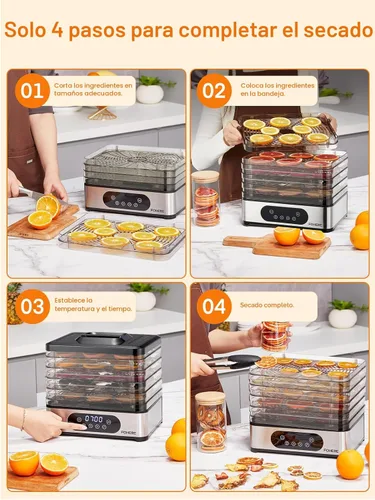 Vista 6 de FOHERE - Deshidratador de alimentos, 5 deshidratadores de bandeja sin BPA, bandejas apilables de 11.42 pulgadas