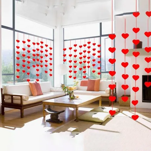 Vista 2 de 100 piezas de corazones de madera roja decorativos en forma de corazón con agujero para colgar para manualidades de bricolaje para decoración