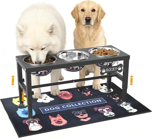 Vista 14 de ADENGL Cuenco elevado de metal para perros, soporte elevado para comedero de perros de 10" de alto con 2 cuencos de acero inoxidable de 42oz
