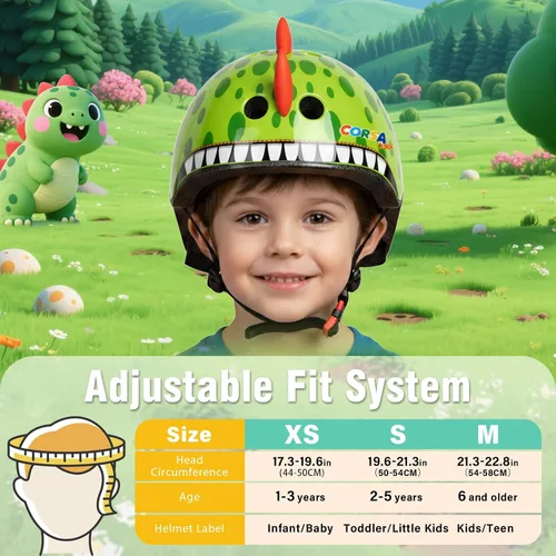 Vista 3 de Casco de bicicleta para niños pequeños, ajustable y multideportivo para niños y niñas, 2 tamaños