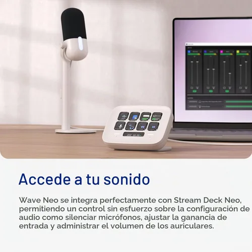 Vista 7 de Elgato Wave Neo - Micrófono de condensador USB, toque para silenciar, para juegos, transmisión, reuniones, grabación de voz