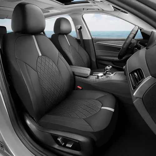 Vista 7 de Coverado Fundas universales de cuero para asientos delanteros, paquete de 2 fundas de asiento para SUV, camioneta, sedán, interior de vehículos