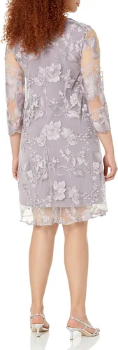 Vista 2 de Alex Evenings Vestido recto midi con cuello redondo para mujer con chaqueta (Petite y Regular)