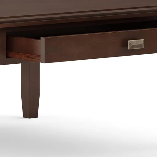 Vista 12 de SIMPLIHOME Mesa de Centro Cuadrada Artisan – Mesa de Cóctel Transicional de Madera Maciza de 36 Pulgadas de Ancho en Marrón Rojizo, Mesa Clásica