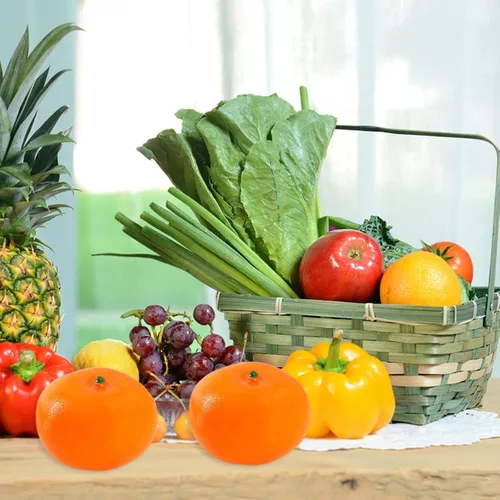 Vista 6 de DaKuan 12 naranjas falsas, naranja de plástico simulado, naranjas artificiales, bandeja decorativa de frutas, utilizadas para decoración de muebles