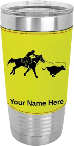Vista 14 de LaserGram Vaso aislado al vacío de 20 onzas, con grabado personalizado incluido (cuero sintético, estilo béisbol)