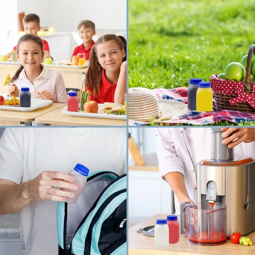 Vista 4 de Cornucopia Brands Paquete de 12 botellas de leche de plástico de 8 onzas, sin BPA, aptas para lavavajillas, multiuso para leche, jugo, batidos