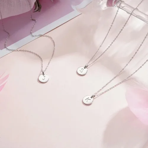 Vista 6 de Memorjew S925 Sterling Silver Initial Necklaces for Girls Women, Tiny Cute Initial Pendant Necklace Valentines Day Gold Jewelry Gifts for Women Teen