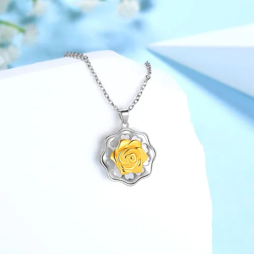Vista 5 de Collar de mariposa y girasol, collar de colibrí de plata esterlina 925 con colgante de flor de margarita, rosa, joyería fina, regalo para mujeres