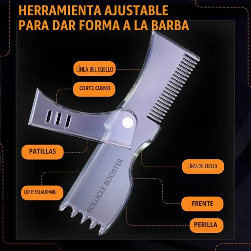 Vista 4 de Kit de moldeador de barba – Herramienta completa de modelado y peinado – Moldeador ajustable transparente, maquinillas de afeitar, lápiz
