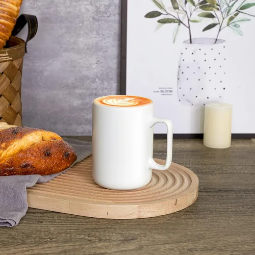 Vista 8 de ComSaf Juego de 6 tazas de café de cerámica, taza de café grande de 14 onzas, taza de té para oficina y hogar, taza de porcelana con asa