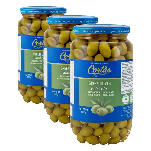 Vista 2 de Cortas - Aceitunas Verdes Enteras, 36 oz (1020 g)
