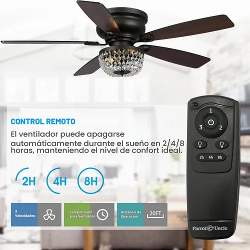 Vista 3 de Ventiladores de techo de 48 pulgadas con luces y control remoto, ventilador Bronce - Los Ángeles