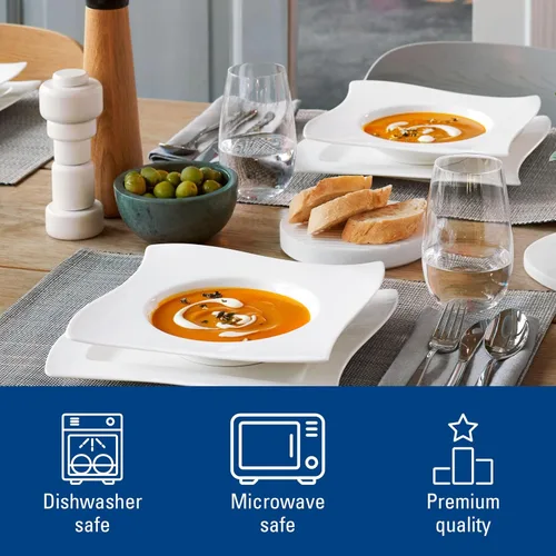 Vista 4 de Villeroy & Boch NewWave - Vajilla básica de 30 piezas, color blanco