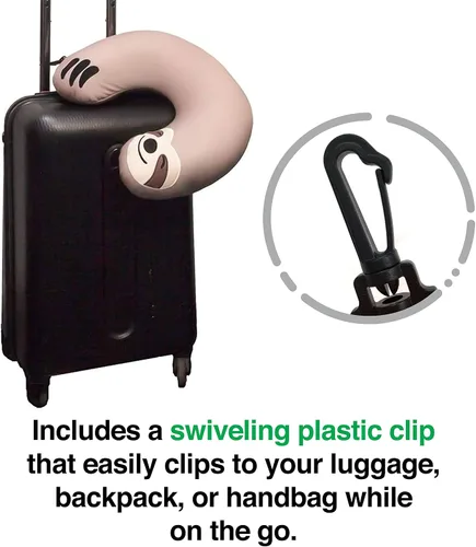 Vista 3 de GAMAGO Sloth Kids & Kidults, bonita almohada de avión para viajes, tela ultra suave rellena con microperlas para un suave apoyo del cuello