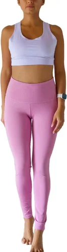 Vista 4 de Leggings de cintura alta para mujer, cómodos y elegantes pantalones de yoga con tela que absorbe la humedad (talla única, mediana y grande, morado)
