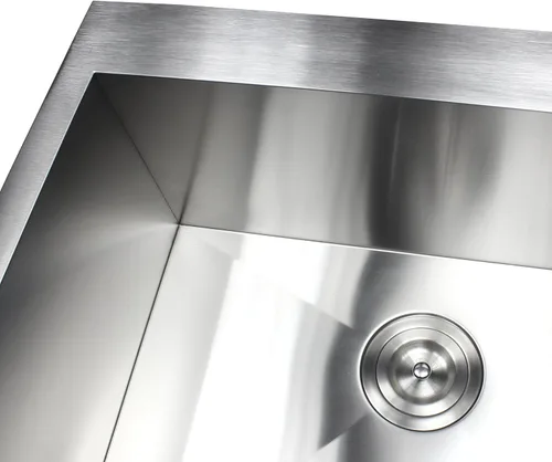 Vista 3 de Fregadero de cocina contemporáneo de calibre cero cero de calibre 16 de acero inoxidable para montar en la parte superior/caída con colador de cesta