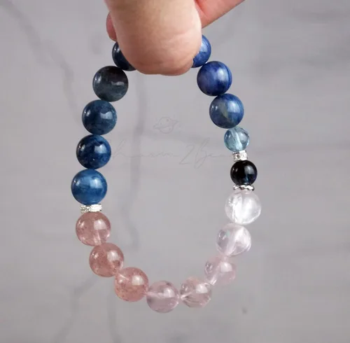 Vista 127 de Precious Gemstone Natural Crystal Healing Bracelet, Rutilated Quartz, Moonstone, Quartz Handmade Original Design Bracelet