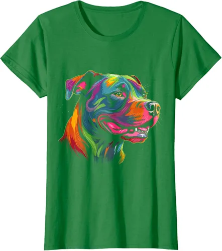 Vista 41 de Pit Bull Mom Dog Lover Colorido Artistic Pitbull Owner - Camiseta para mujer, Negro