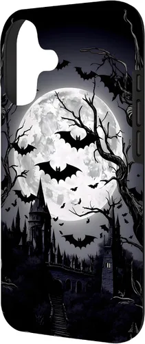 Vista 2 de Goth & Gothic, Bats & Moon, Horror Themed Castle, Dark Emo Case for iPhone 17