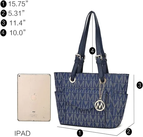 Vista 3 de MKF Collection Bolso de mano para mujer, bolso de mano de cuero vegano con asa superior