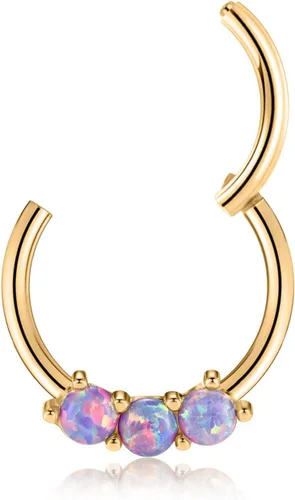 Vista 2 de GAGABODY Septum Jewelry - Aretes de acero quirúrgico 316L con bisagras, de ópalo y circonita cúbica pavimentada