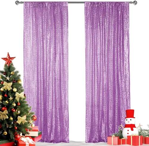 Vista 34 de Hahuho - Cortina de fondo de lentejuelas negras, 2 piezas de 2 pies x 8 pies, cortina de fondo con purpurina para fiestas, Navidad, boda, decoración