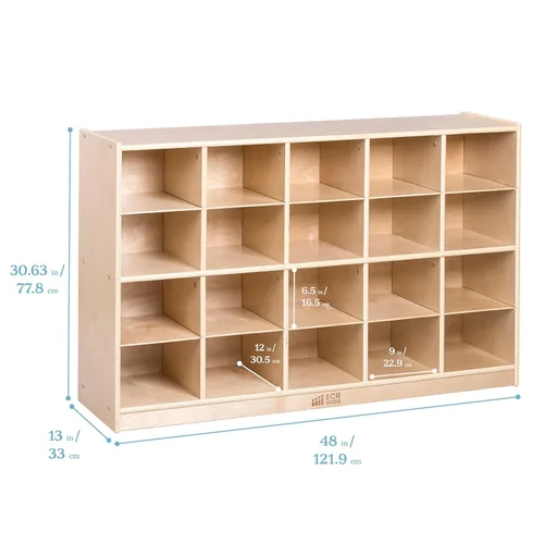 Vista 12 de ECR4Kids Gabinete de abedul para bandejas de almacenamiento para el aula, recipientes